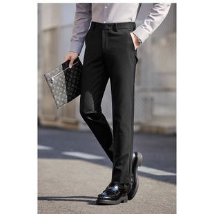 抗皱免烫百搭休闲B1174 鸟家黑色垂感修身 商务直筒裤 男士 D19 西裤