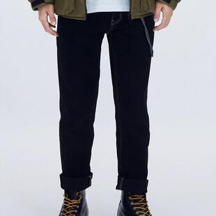 24年冬季 G5004K 男士 厚休闲长裤 E18 黑色明线直筒牛仔裤 G家商场款