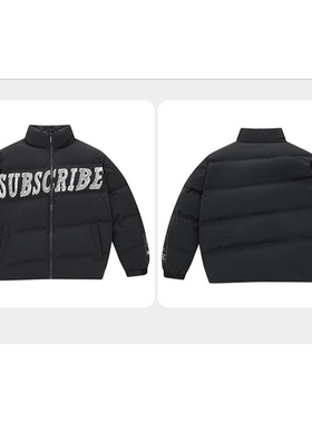 （鸟）秋冬男士厚款保暖字母印花立领羽绒服短款面包服B4152/GX9