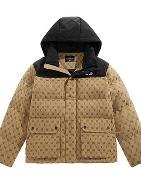 （鸟）冬季男士加厚满版刺绣连帽羽绒服御寒白鸭绒外套C4176/GX8