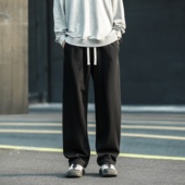 男士 宽松时尚 休闲裤 2024秋季 潮牌基础款 撞色抽绳卫裤 直筒长裤 K55