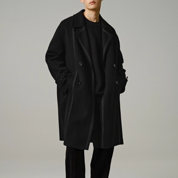 （鸟）秋冬男士澳洲绵羊毛双排扣大衣中长款双面呢外套C4512/K11,男装,毛呢大衣,淘宝优惠券,粉丝福利购,淘宝优惠卷