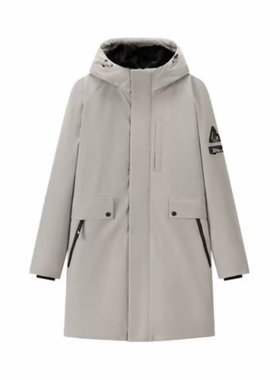 （鸟）冬季男士中长款白鹅绒羽绒服连帽可拆卸兔皮毛外套C4627/K2