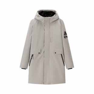 （鸟）冬季男士中长款白鹅绒羽绒服连帽可拆卸兔皮毛外套C4627/K2