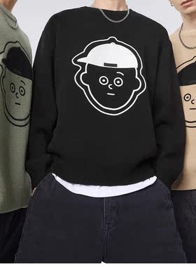 （鸟）重磅推荐秋冬男士刺绣圆领毛衣休闲宽松羊毛衫厚C3908/A9