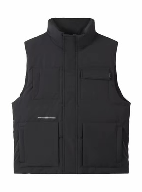 （鸟）秋冬男士经典工装羽绒马甲黑色保暖立领鸭绒背心C4309/Y12