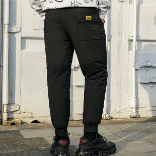 子防风2003J 黑色白鸭绒系绳束口裤 A19 休闲保暖羽绒裤 G家秋冬男士