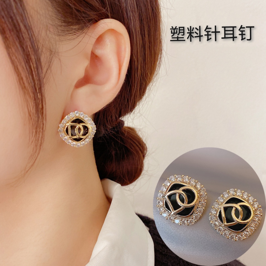 塑料针精致方形925银针耳钉ins字母时尚耳环时尚百搭新款网红耳饰