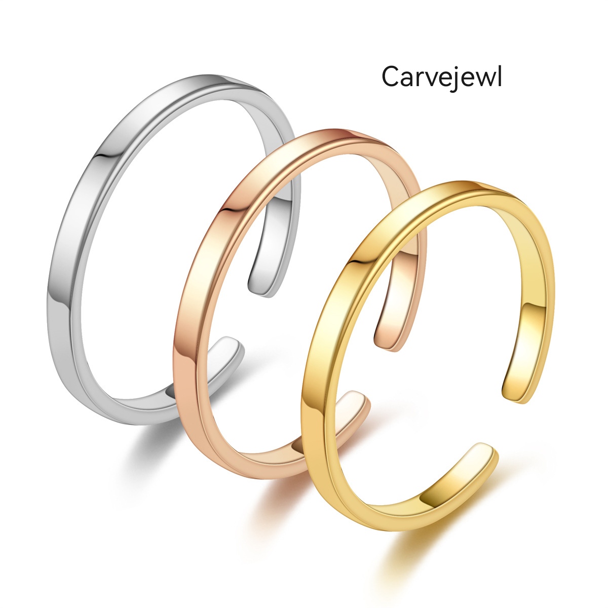 韩版简约 素面活口 钛钢戒指 玫瑰金不锈钢情侣戒指 时尚美观百搭