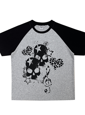 断片小说原创 2025亚文化夏季宽松插肩骷髅短袖t恤二次元上衣女