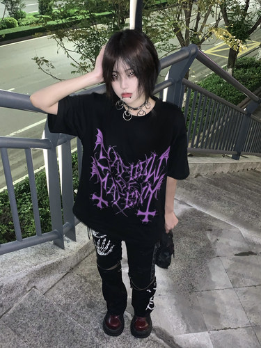 短袖摇滚中等朋克纯棉女
