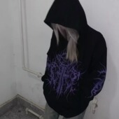 断片小说&湿体联名款 原创暗黑日系连帽外套日系宽松上衣秋冬女