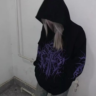 断片小说&湿体联名款 原创暗黑日系连帽外套日系宽松上衣秋冬女