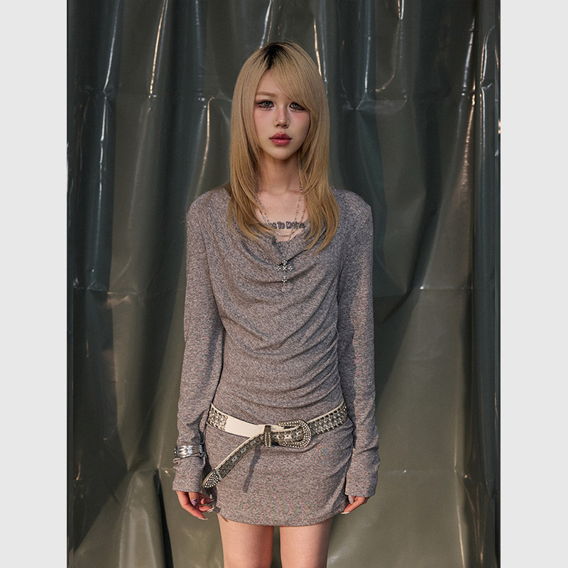 Recoverzone2025秋堆领炒色薄绒软糯内搭可外穿柔软修身显瘦打底