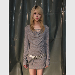 Recoverzone2025秋堆领炒色薄绒软糯内搭可外穿柔软修身显瘦打底