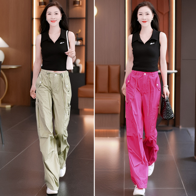 爵士舞火龙果阔腿裤工装裤套装女