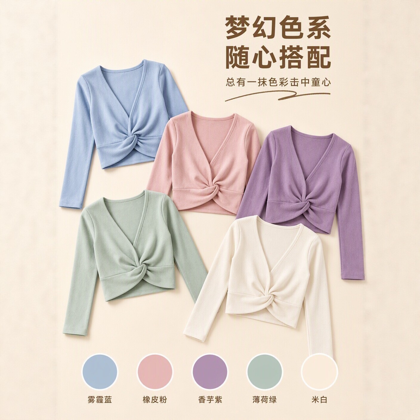 儿童舞蹈服外套秋冬加绒保暖练功服女童V领扭结短款披肩长袖外搭