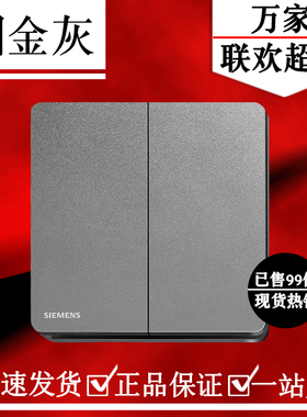 西门子二开双 睿致烟金灰双开双控 开关86型无边框 5TA81243NC05