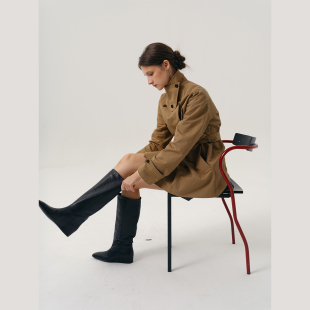 NANCYLILI25秋新品复古极简双排扣时髦廓形立领短风衣显瘦休闲女