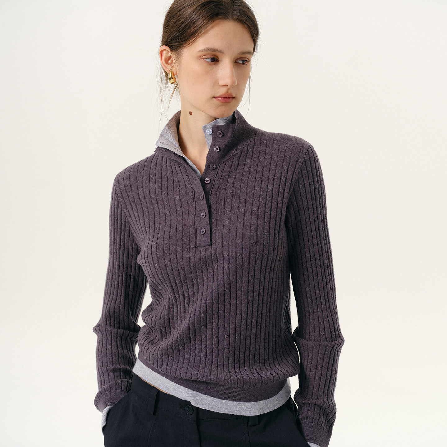 NANCYLILI 老钱风双层领针织上衣女秋冬新品假两件打底衫内搭长袖,女装/女士精品,毛针织衫,淘宝优惠券,粉丝福利购,淘宝优惠卷