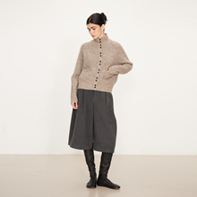 NANCYLILI25冬季新品立领羊毛针织开衫毛衣女长袖保暖马海毛上衣