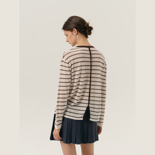NANCYLILI条纹圆领长袖上衣