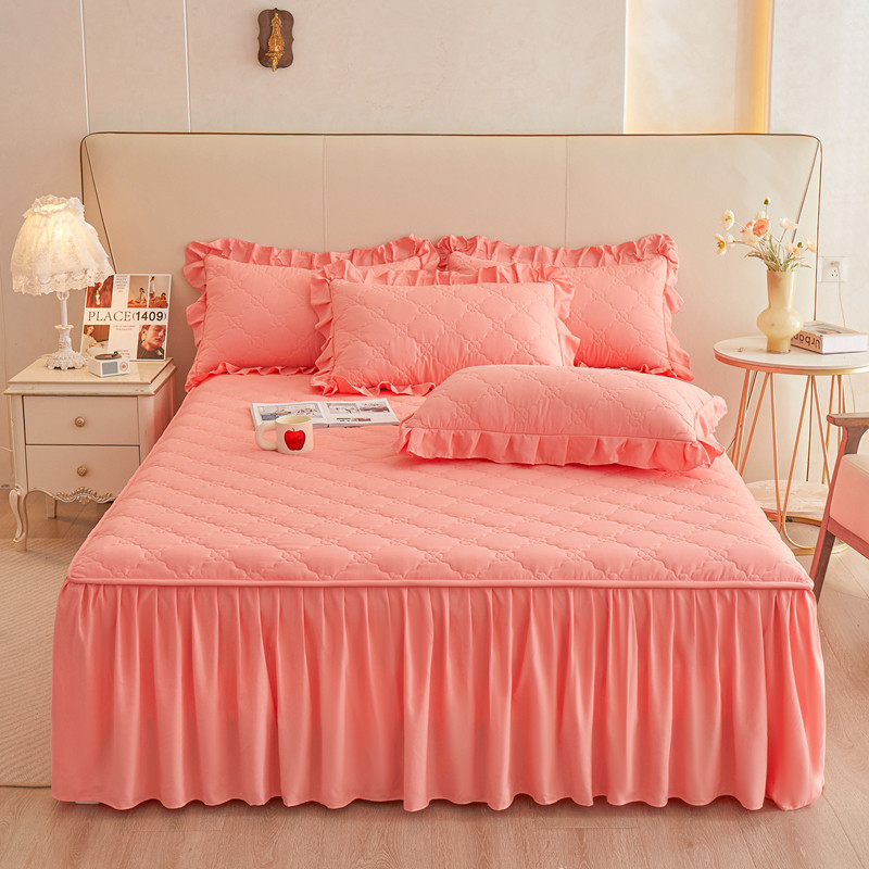 新款公主夹棉床裙罩单件裙式床单床罩加厚防滑床套保护套四季可用,床上用品,床裙,淘宝优惠券,粉丝福利购,淘宝优惠卷