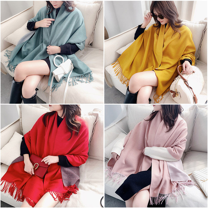 围巾女秋冬季百搭韩版英伦可爱少女心披肩两用网红款学生软妹日系