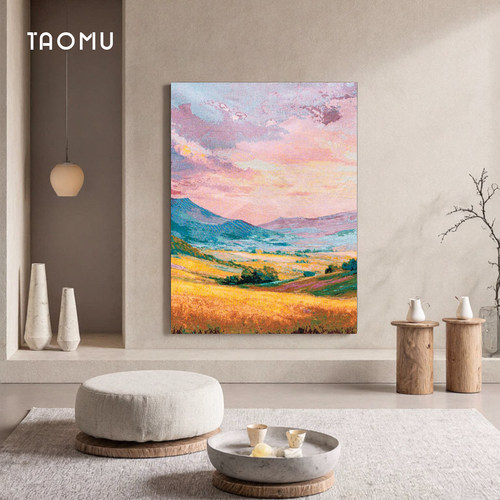 TaoMu 金色麦田 莫奈风现代客厅挂画治愈系沙发背景墙装饰画壁画
