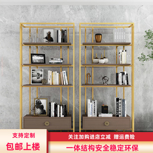 茶叶置物书架子办公室隔断摆件多宝阁展示柜陈列 博古架铁艺新中式