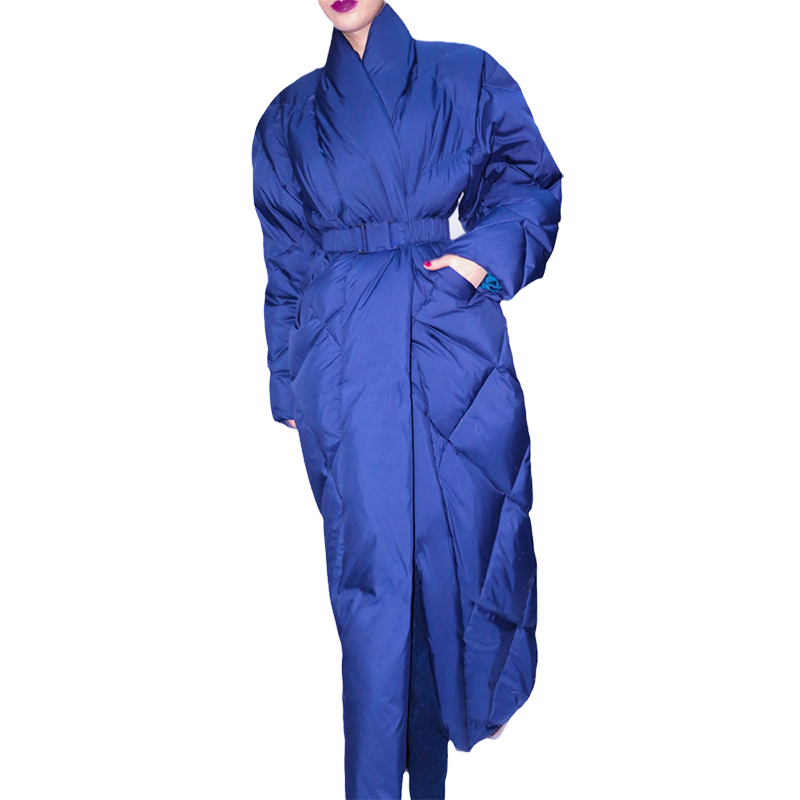 宽松休闲加长过膝保暖防寒羽绒服