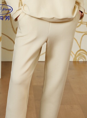 安莉芳女士中腰长裤直筒宽松亲肤棉透气可外穿休闲家居裤EL01244