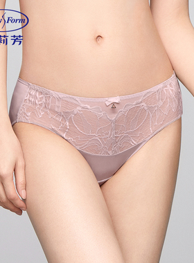 安莉芳专柜网纱拼接蕾丝性感低腰三角裤女士包臀内裤E200823