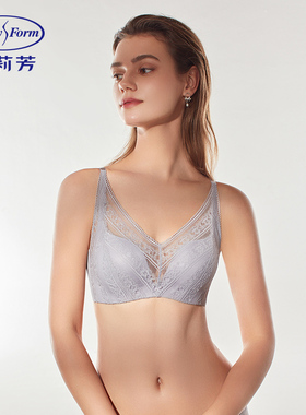 安莉芳蕾丝深V抹胸无钢圈文胸女下厚上薄款无痕内衣EB1110