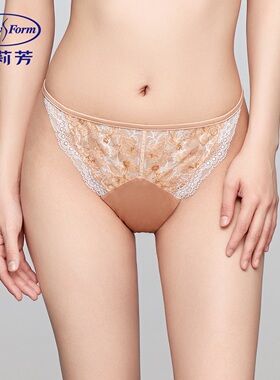 安莉芳专柜新品刺绣蕾丝性感低腰丁字裤T裤女士桑蚕丝内裤E200945