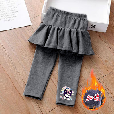 女童裤裙中小儿童打底裤冬装2025新款假两件女孩保暖长裤子外穿