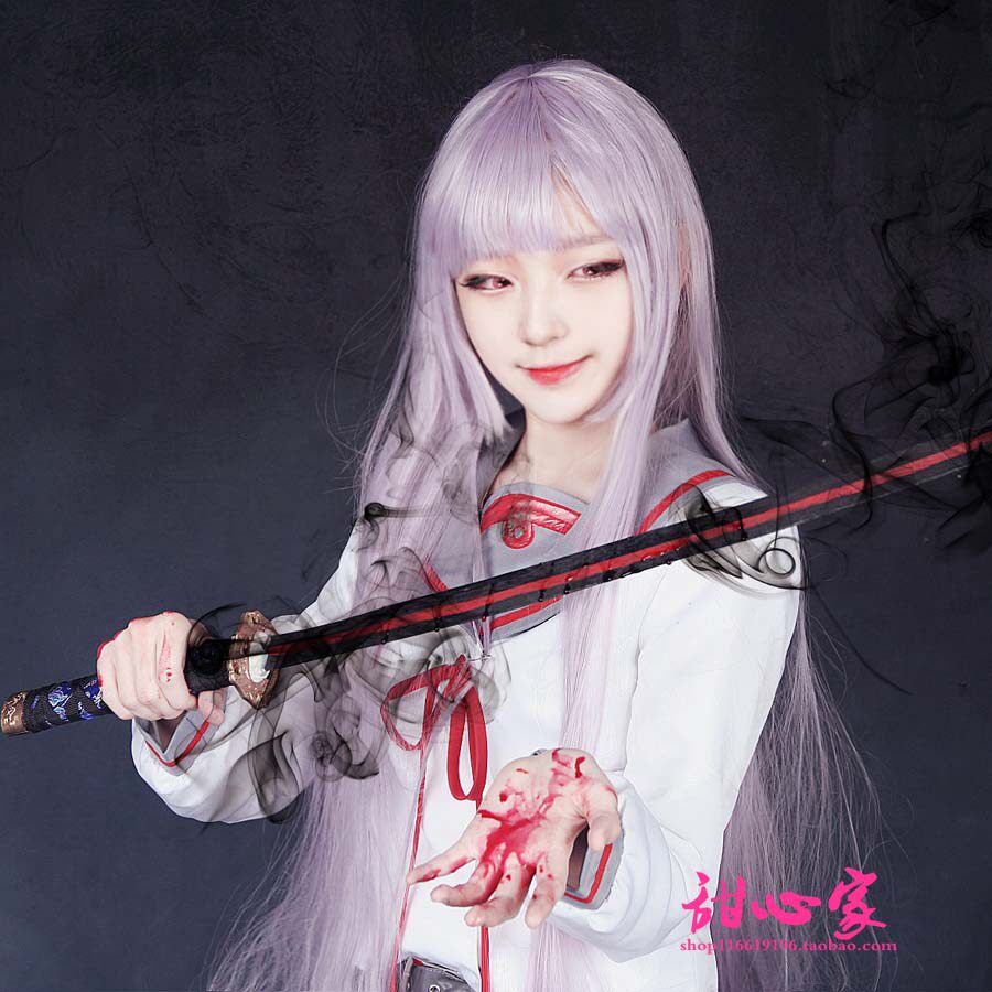 甜心家终结的炽天使cos假发柊真昼长直发淡紫色100cm cosplay假发