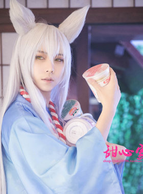{甜心家}元气少女缘结神cos假发巴卫银白色长直发现货cosplay假发