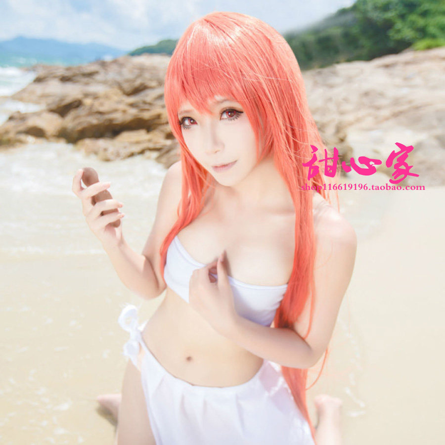 {甜心家}绝园的暴风雨锁部叶风100cm混粉红色现货cosplay假发