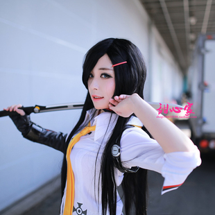 {甜心家}封印者尤莉 黑色长直发100cmcosplay假发