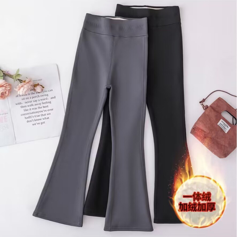 女童加绒喇叭裤外穿鲨鱼裤秋冬新款中大童加厚保暖高腰显瘦芭比裤