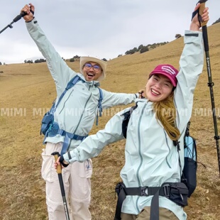 MML/小太阳石头开专业户外硬壳情侣冲锋衣运动登山男女外套冰湖绿