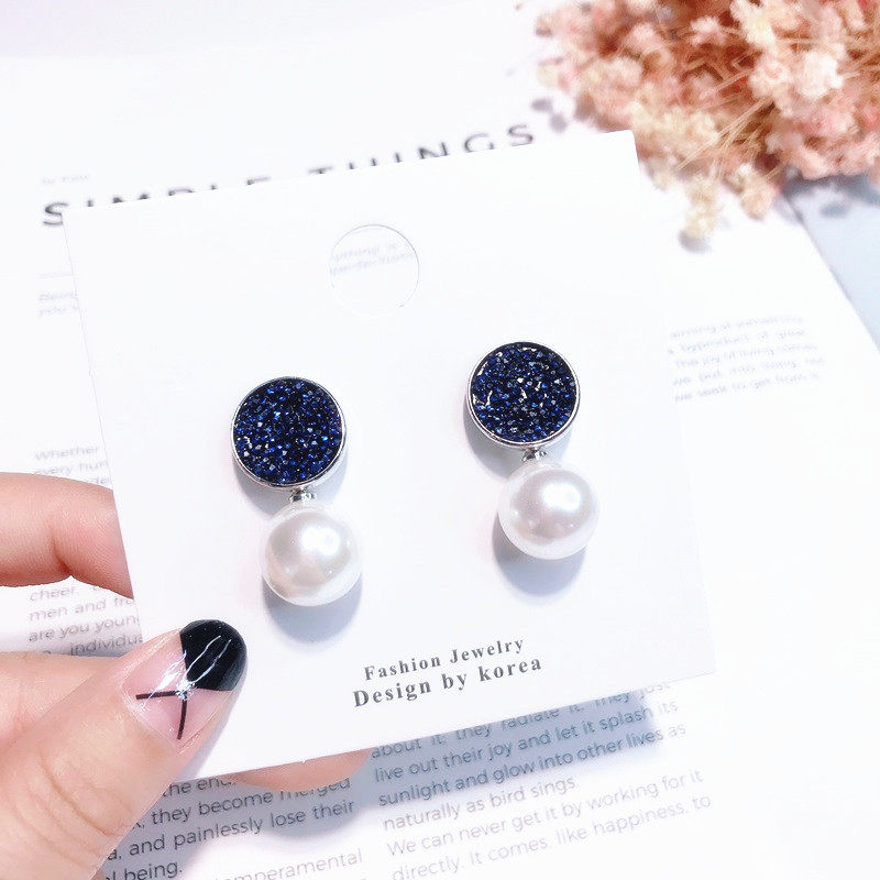 先流饰品 韩国韩版气质淑女优雅超闪bling圆圈几何球耳钉网红耳环