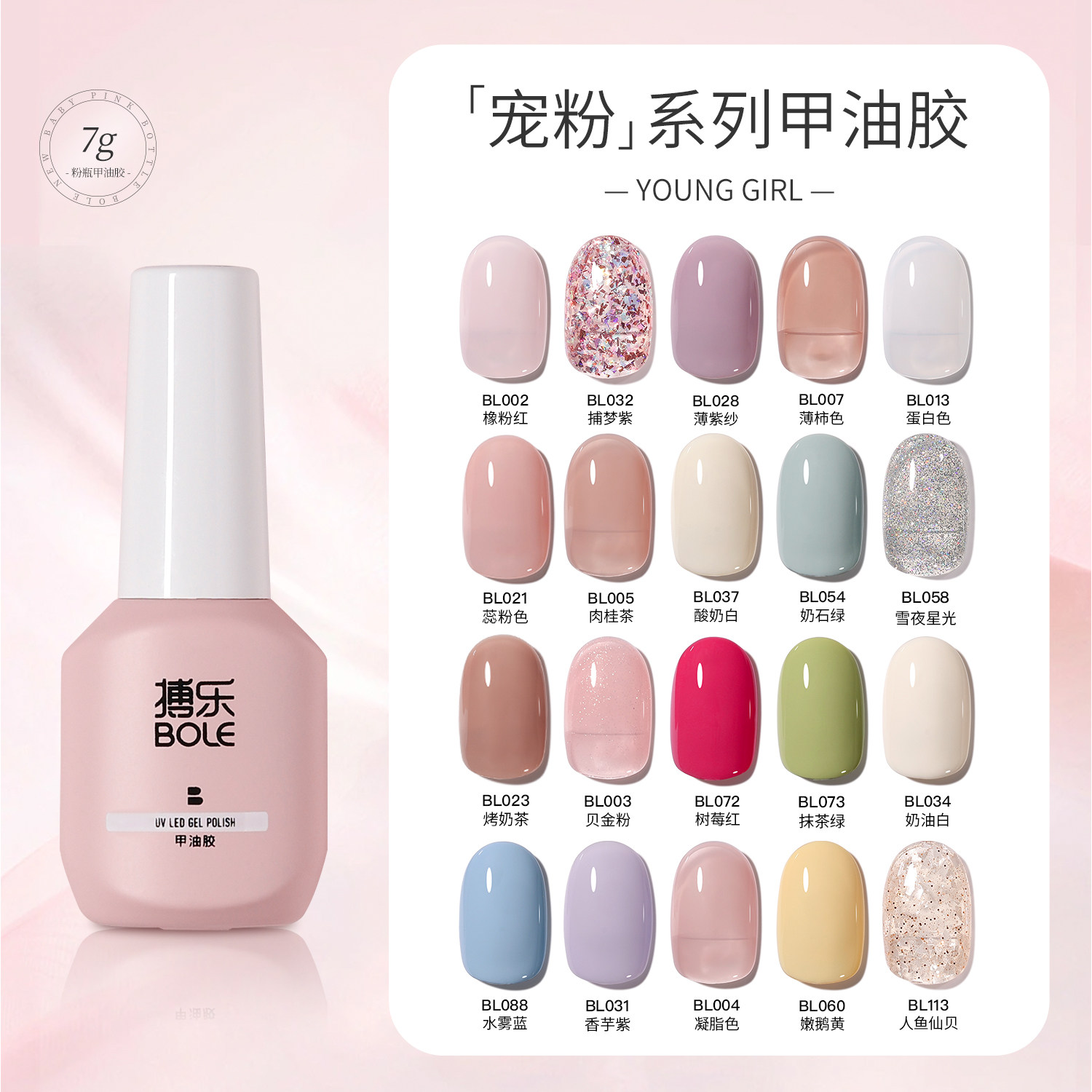 BOLE搏乐小粉瓶指甲油胶2025春夏网红流行爆款美甲冰透色焦糖棕咖,彩妆/香水/美妆工具,甲油胶,淘宝优惠券,粉丝福利购,淘宝优惠卷