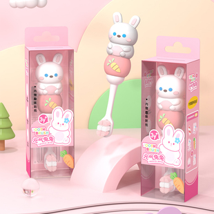 6岁儿童牙刷宝宝软毛牙刷独立装 可爱小兔子熊猫万毛护龈洁齿0