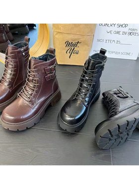 【恩佳专享】马丁靴秋季厚底纯色百搭女靴26262