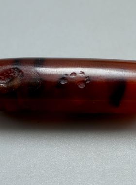 中古宋元红玛瑙管勒子千年古珠饰老珠子挂坠真品古董原石酒红把件