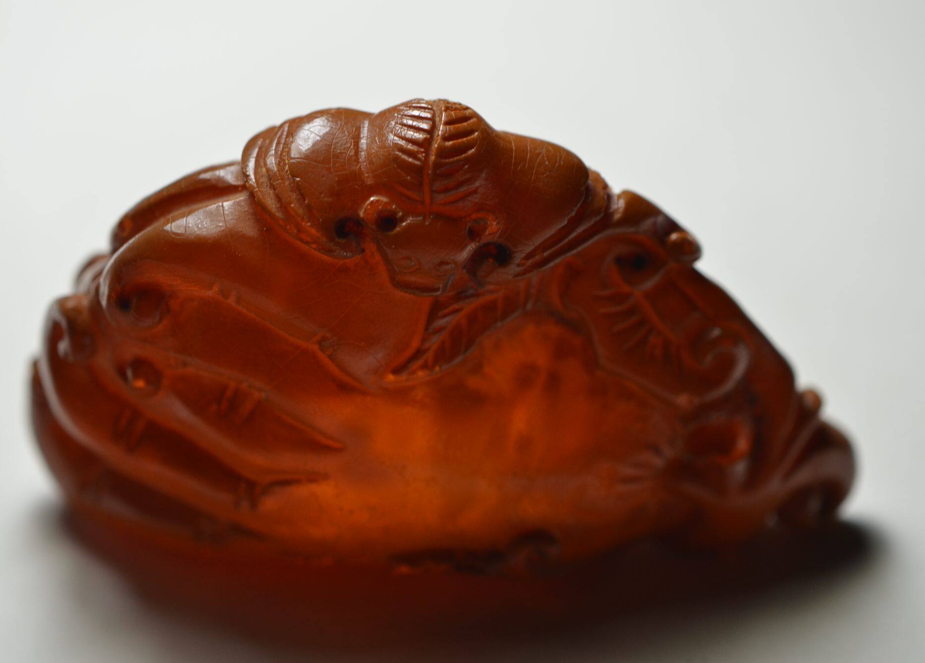 清代老琥珀老蜜蜡福寿挂件真品古玉古董收藏项坠吊坠手把件包老