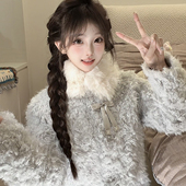小火山努努冰雪奇缘毛毛皮草外套皮毛一体毛茸羊羔毛巨好看大衣女