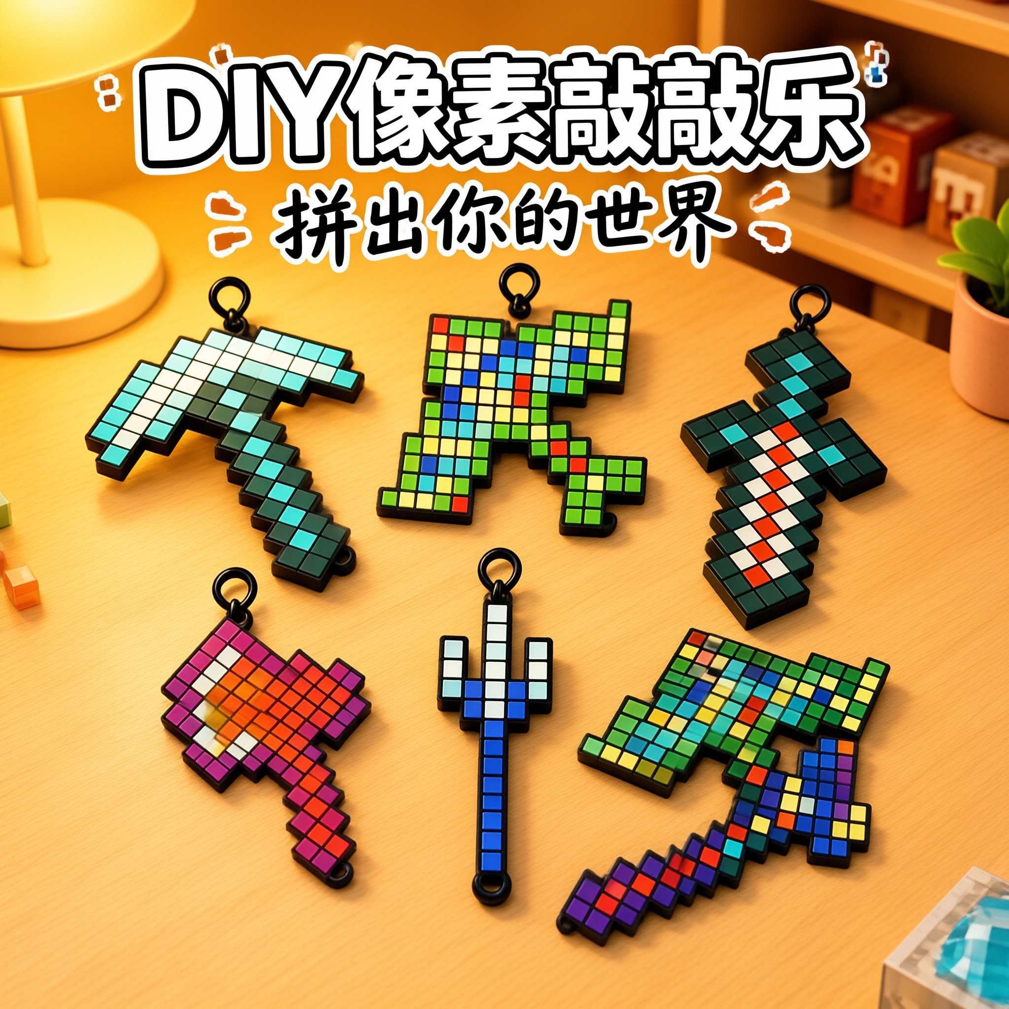 儿童DIY像素拼装武器挂件